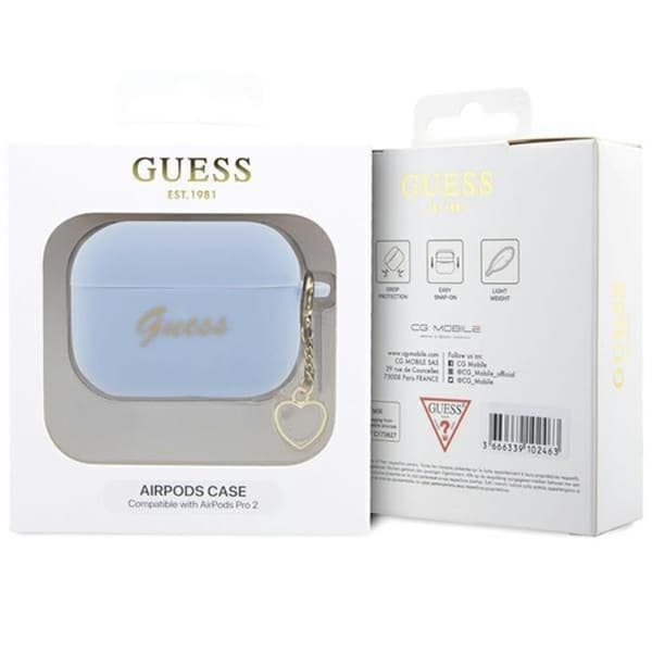 Guess Airpods Pro 2 Skal Charm Heart Collection - Blå Blå