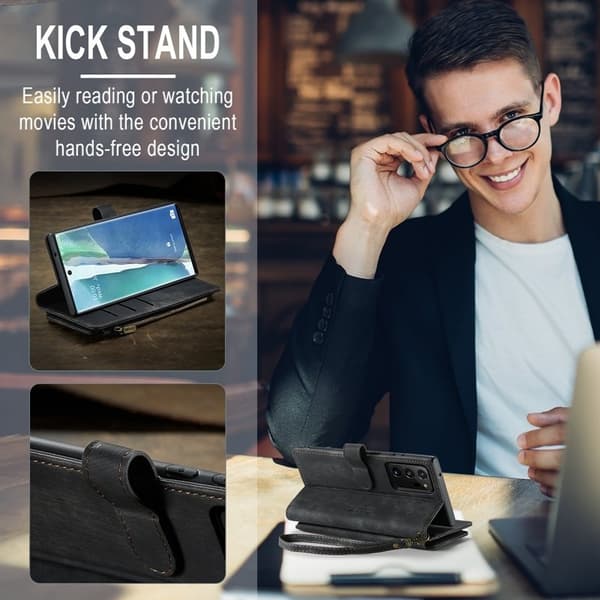 CASEME Konstläder Plånboksfodral för Samsung Galaxy Note20 Ultra - Svart