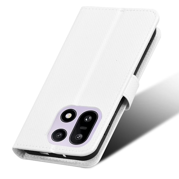 OnePlus 15 Plånboksfodral Strap Diamond Texture Konstläder Vit
