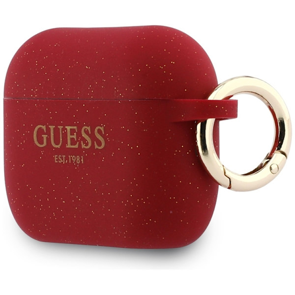 Guess AirPods Pro 3 Skal Silicone Glitter Ring Röd