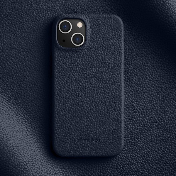 MELKCO Mobilskal till iPhone 14 Plus Äkta Läder PC - Blå