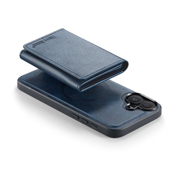 FIERRE SHANN FS030 iPhone 17 Plånboksfodral Tri-Fold Konstläder - Blå