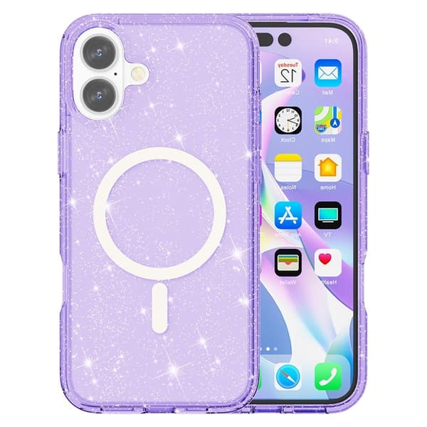 Mobilskal till iPhone 17 MagSafe Puderglitter - Lila Lila