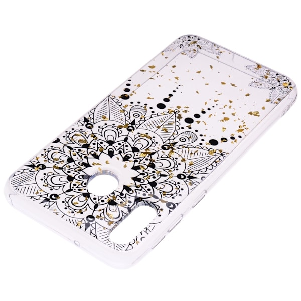 Glitter Mobilskal till Samsung Galaxy A40 - Black Flower