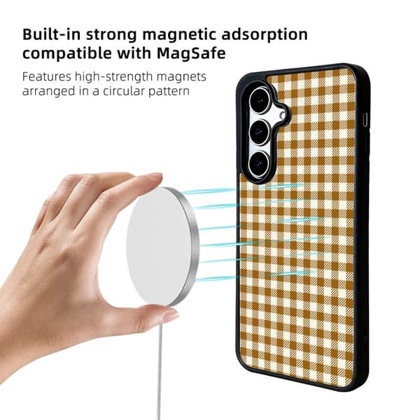 EYCASE Mobilskal för Samsung Galaxy S26 Plus Magnetiskt Akryl Karamellrutigt