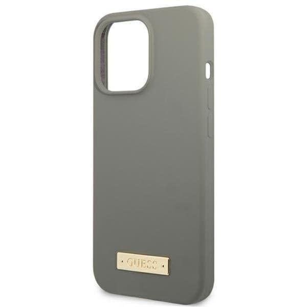 Guess iPhone 13 Pro Skal MagSafe Silicone Logo Plate - Grå Grå