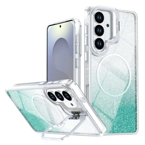 Mobilskal för Samsung Galaxy S26 Magnetiskt Gradient Glitter TPU PC - Sjögrön
