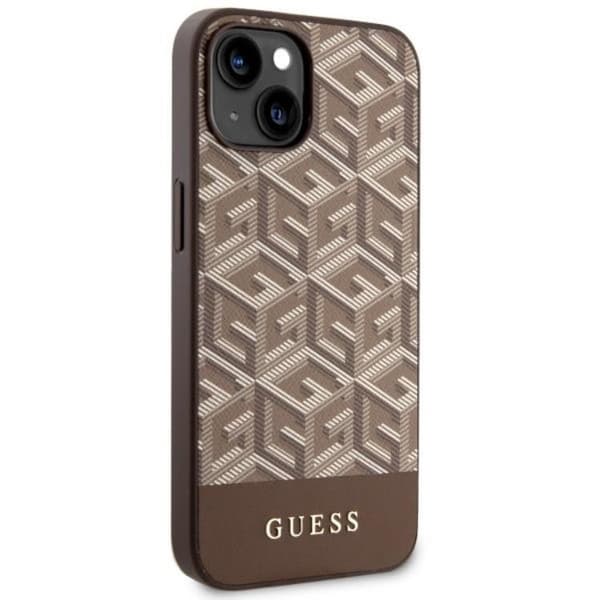 Guess iPhone 14 Plus Mobilskal MagSafe GCube Stripes - Brun Brun