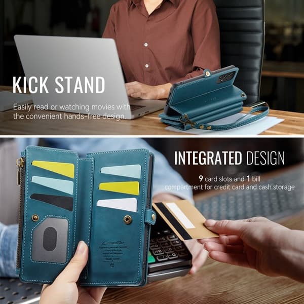 CASEME Konstläder Plånboksfodral för Samsung Galaxy A53 5G - Grön