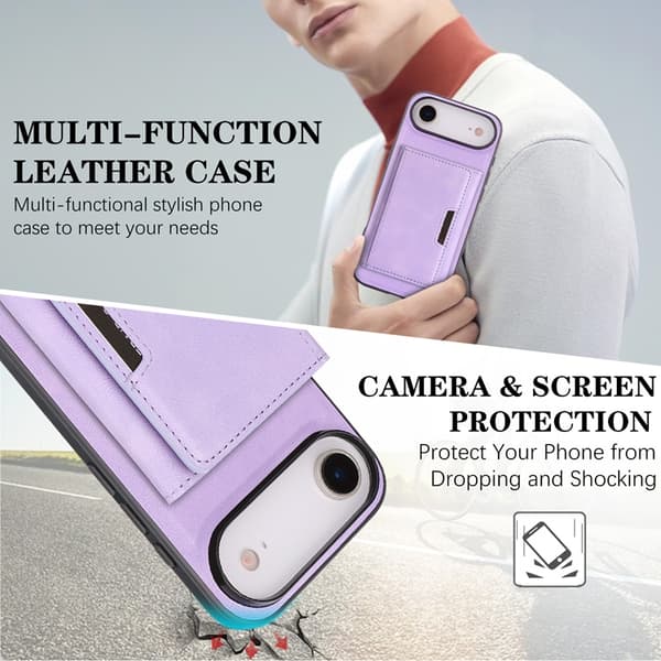 Mobilskal till iPhone Air MagSafe Kickstand Tri-fold Korthållare Lila