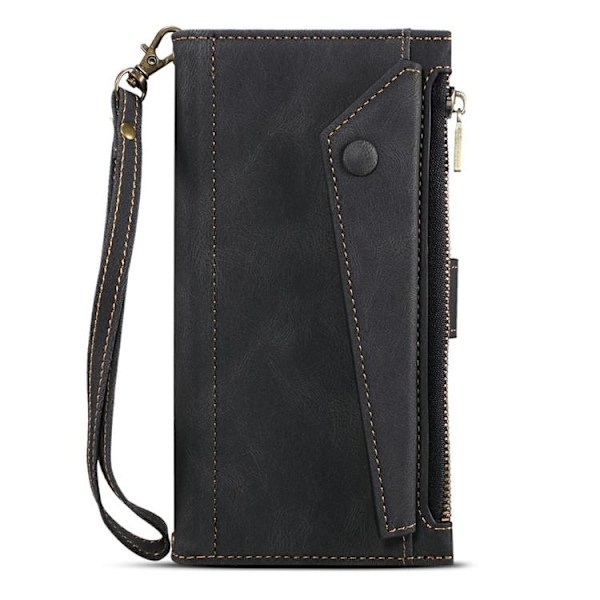 iPhone 14 Pro Plånboksfodral Flap Zipper Strap - Svart Svart