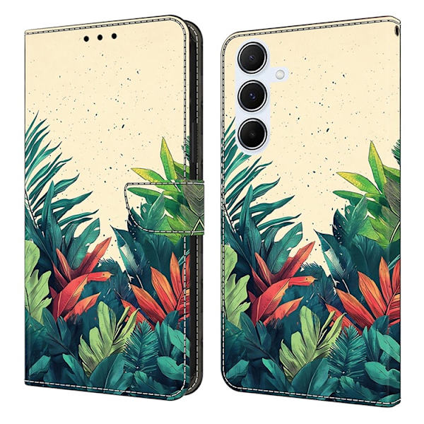 Galaxy A17/A26 Plånboksfodral Konstläder Pattern Printing Grön