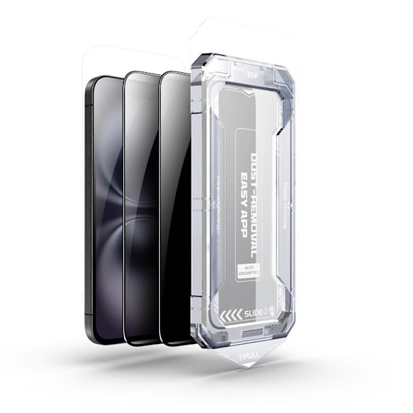 LIVSTIDSGARANTI - BOOM iPhone 16 Plus/15 Plus Privacy Härdat Glas Skärmskydd 2st Svart