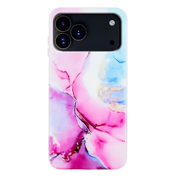 Mobilskal till iPhone 17 Pro Max Marble Pattern Painted TPU - Rosa / Blå Rosa