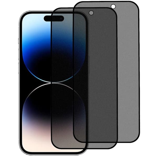 BOOM [2-pak] iPhone 15 Plus Hærdet Glas Skærmbeskyttelse Privacy - Sort Black