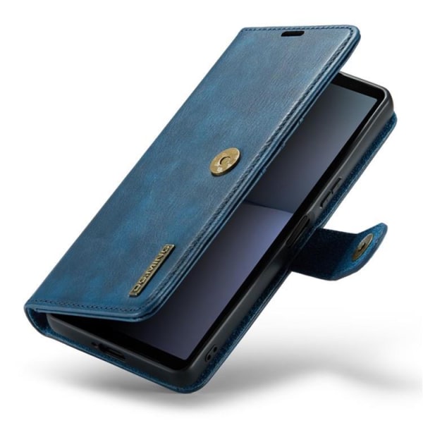 DG.MING Sony Xperia 10 V Plånboksfodral Äkta Läder 2in1 - Blå