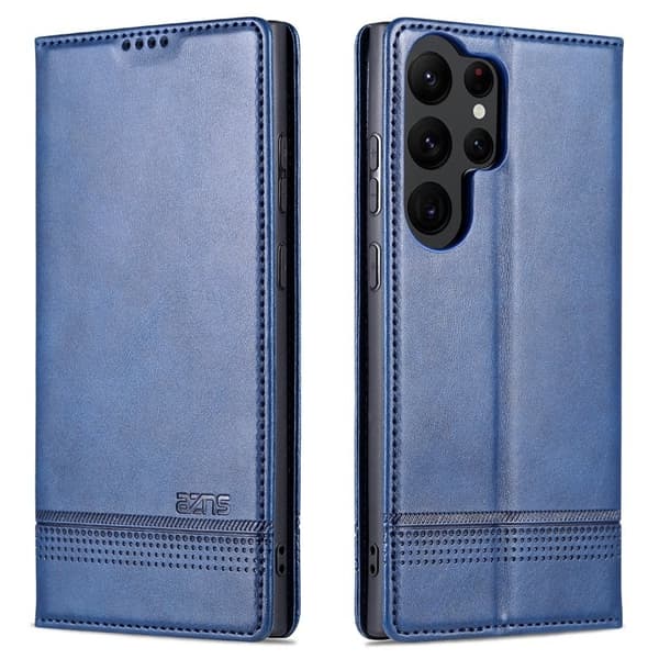 AZNS Samsung Galaxy S24 Ultra Plånboksfodral Konstläder - Blå