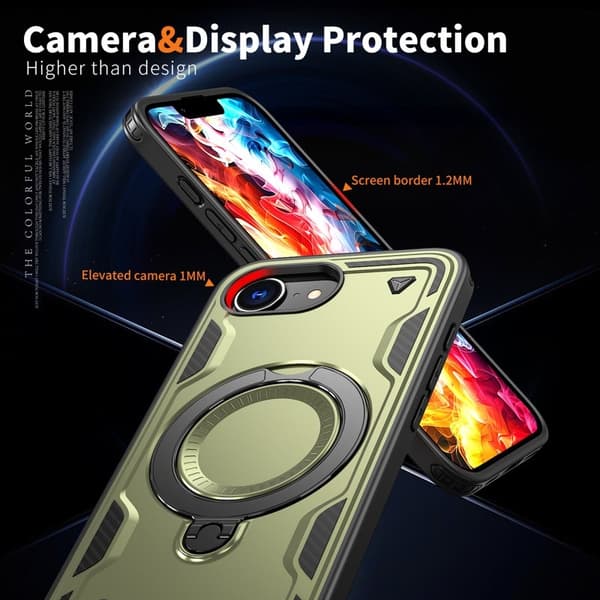 Mobilskal till iPhone 16e Militärskydd Plast Kickstand - Olivgrön