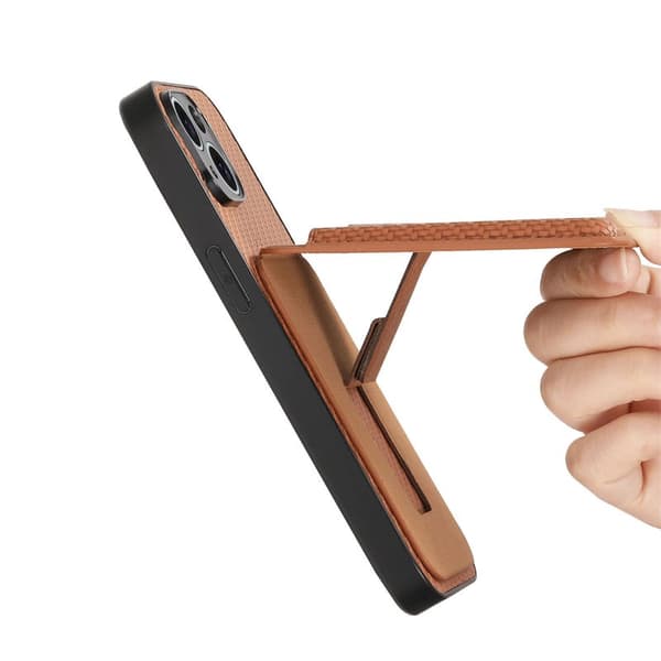 CASENEO Mobilskal för Samsung Galaxy S26 Plus Fällbar Kickstand Konstläder Brun