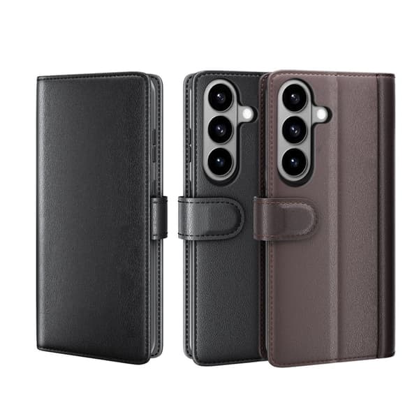 Samsung Galaxy S26 Plånboksfodral Äkta Läder Ställ - Brun