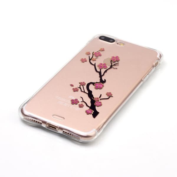 TPU Mobilcover til iPhone 7 Plus - Kirsebærblomst Mönster