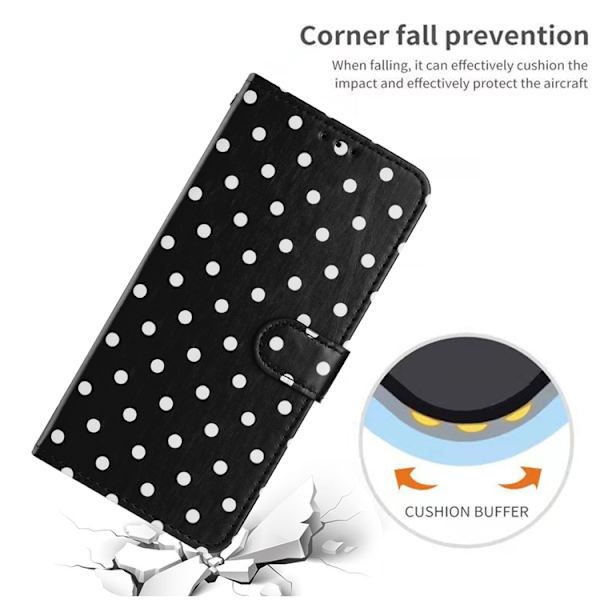 OnePlus 15 5G Plånboksfodral Polka Dot Pattern Konstläder Svart