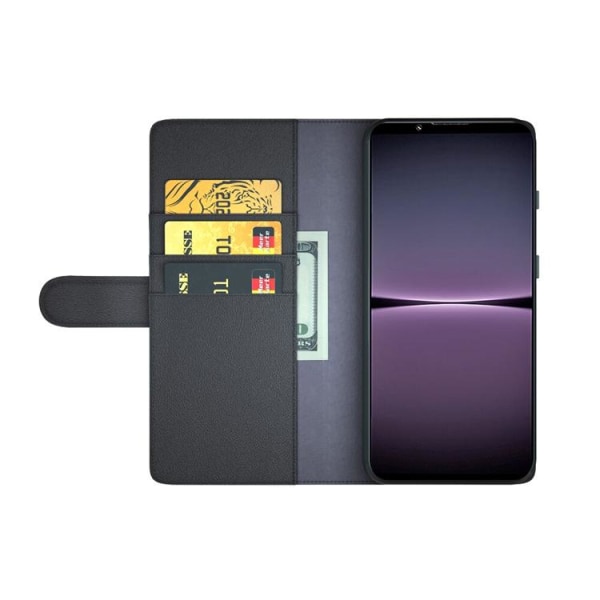 Sony Xperia 1 IV Plånboksfodral Äkta Läder - Svart
