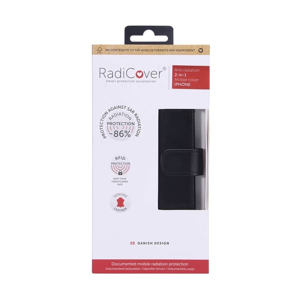 RADICOVER iPhone 12 Mini Plånboksfodral Strålningsskydd läder - Svart Black