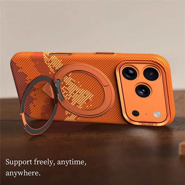 SULADA Mobilskal iPhone 17 Magsafe 360° Rotating Ringhållare - Orange