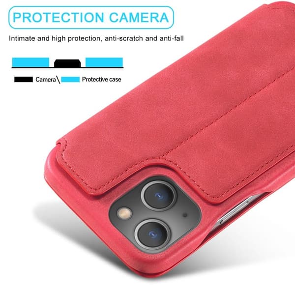 LC.IMEEKE iPhone 13 mini Plånboksfodral i Konstläder - Röd