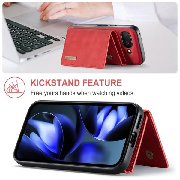 DG.MING M1 Series Mobilskal till Google Pixel 9a Kickstand PU Röd
