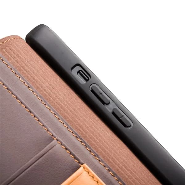 QIALINO iPhone 13 Mini Plånboksfodral Cowhide Äkta Läder - Brun Brun
