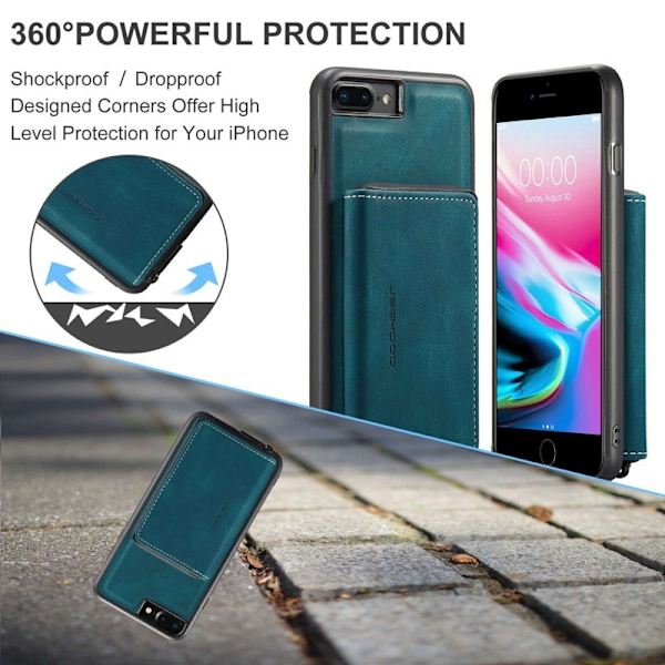 JEEHOOD Mobilskal till iPhone 7 Plus/8 Plus 2-i-1 Stöttålig Blå