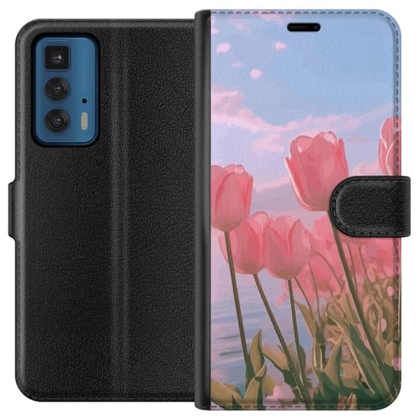 Plånboksfodral till Motorola Edge 20 Pro med Rosa Tulpaner