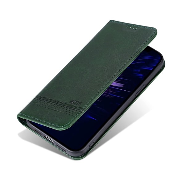 AZNS iPhone 16e Plånboksfodral Konstläder - Grön