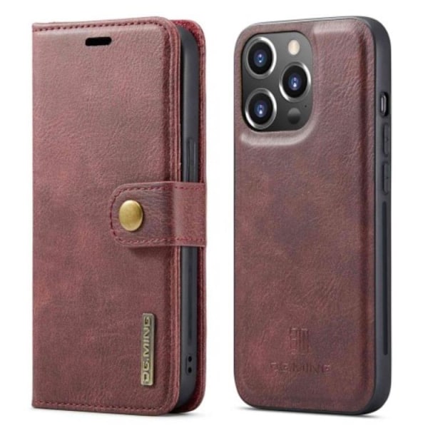 DG.MING iPhone 14 Pro Max Plånboksfodral Split Detachable Flip - Röd