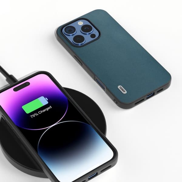 ABEEL Mobilskal till iPhone 16 Pro Äkta Läder + PC + TPU Skydd - Grön