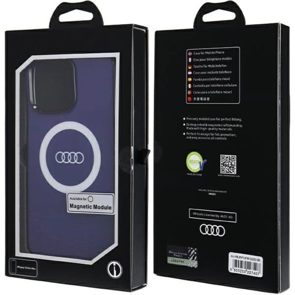 Audi Mobilskal till iPhone 15 Pro Max Magsafe IML Big Logo - Blå