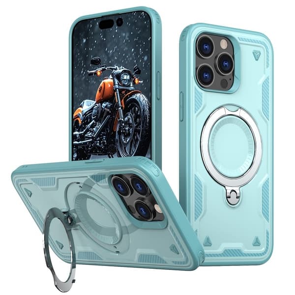 Mobilskal till iPhone 14 Pro Plast Militärt Skydd Med Ställ - Blå