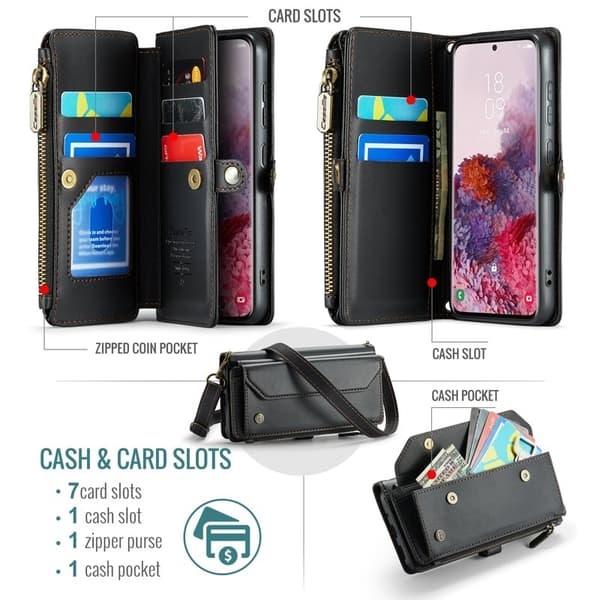 CASEME Plånboksfodral Konstläder för Samsung Galaxy S20 - Svart