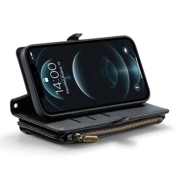 CASEME Plånboksfodral Konstläder för iPhone 12 Pro Max - Svart