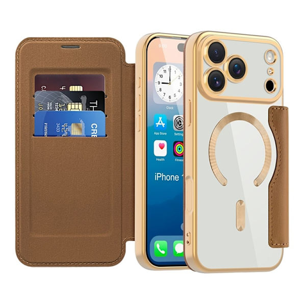 iPhone 17 Pro Max Plånboksfodral Magsafe RFID-Skydd - Brun Brun