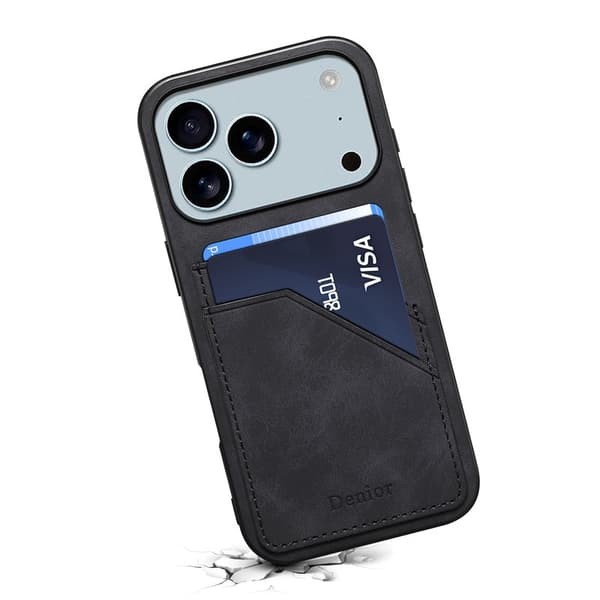 DENIOR Mobilskal till iPhone 17 Pro Max PU Läder + TPU + PC - Svart