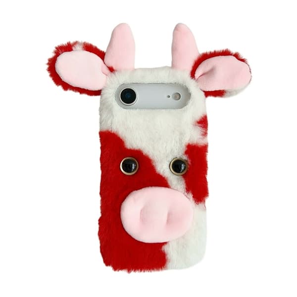 Mobilskal till iPhone Air Fluffy Cute Cow Plush TPU - Röd Röd