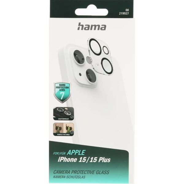 Hama iPhone 15/15 Plus kameralinsecover i hærdet glas - gennemsigtig