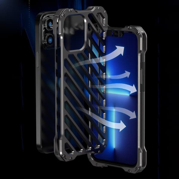 R-JUST RJ-50 Aluminium Bumper Mobilskal för iPhone 13 Pro Max Svart