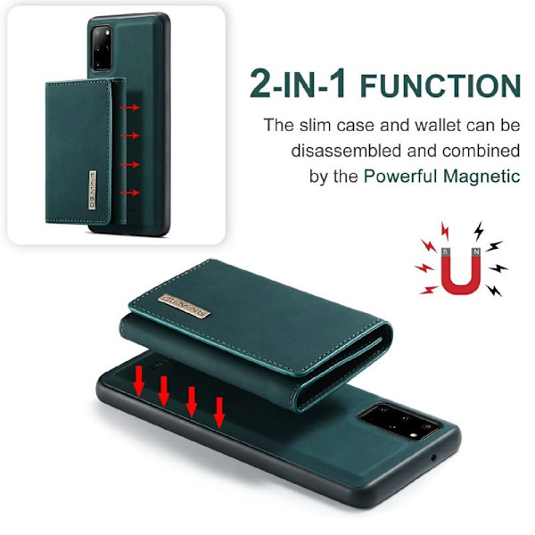 DG.MING Magnetiskt Plånboksfodral för Samsung Galaxy S20 Plus - Grön
