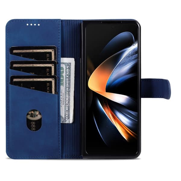 AZNS Samsung Galaxy Z Fold6 Plånboksfodral Konstläder - Blå