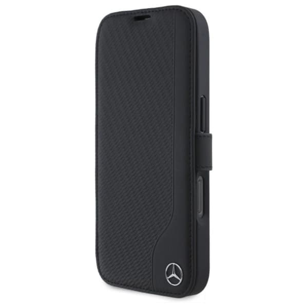 Mercedes iPhone 16 Plånboksfodral Läder Wood Imitation Black