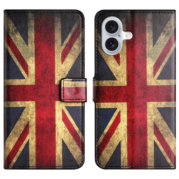 iPhone 17 Konstläder Plånboksfodral Pattern Print - Union Jack Röd
